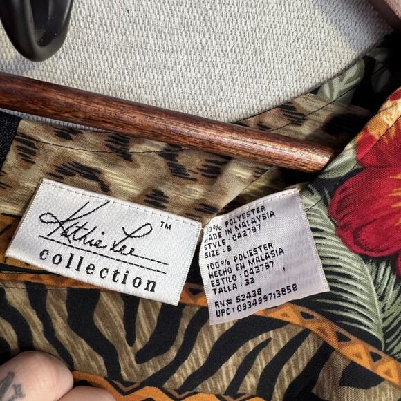 Kathie Lee Dress Size 8 Sleeveless Brown Red Floral Animal Print Tribal - Picture 5 of 9